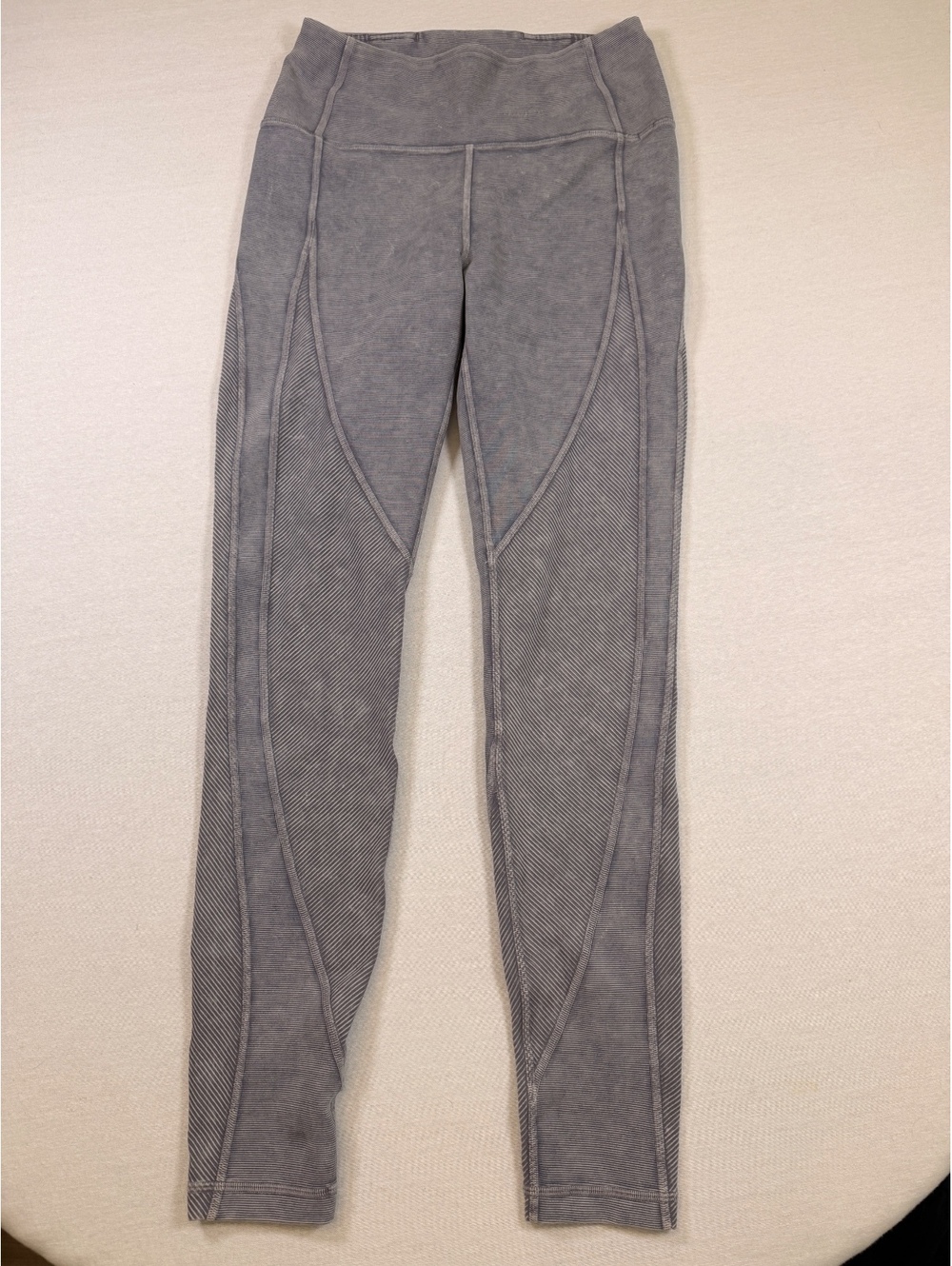 Lululemon Grey Acid Wash Ribbed Panel High Rise Leggings Size 6